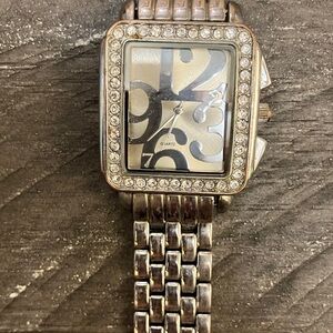 Silver Quartz Watch with Rhinestones